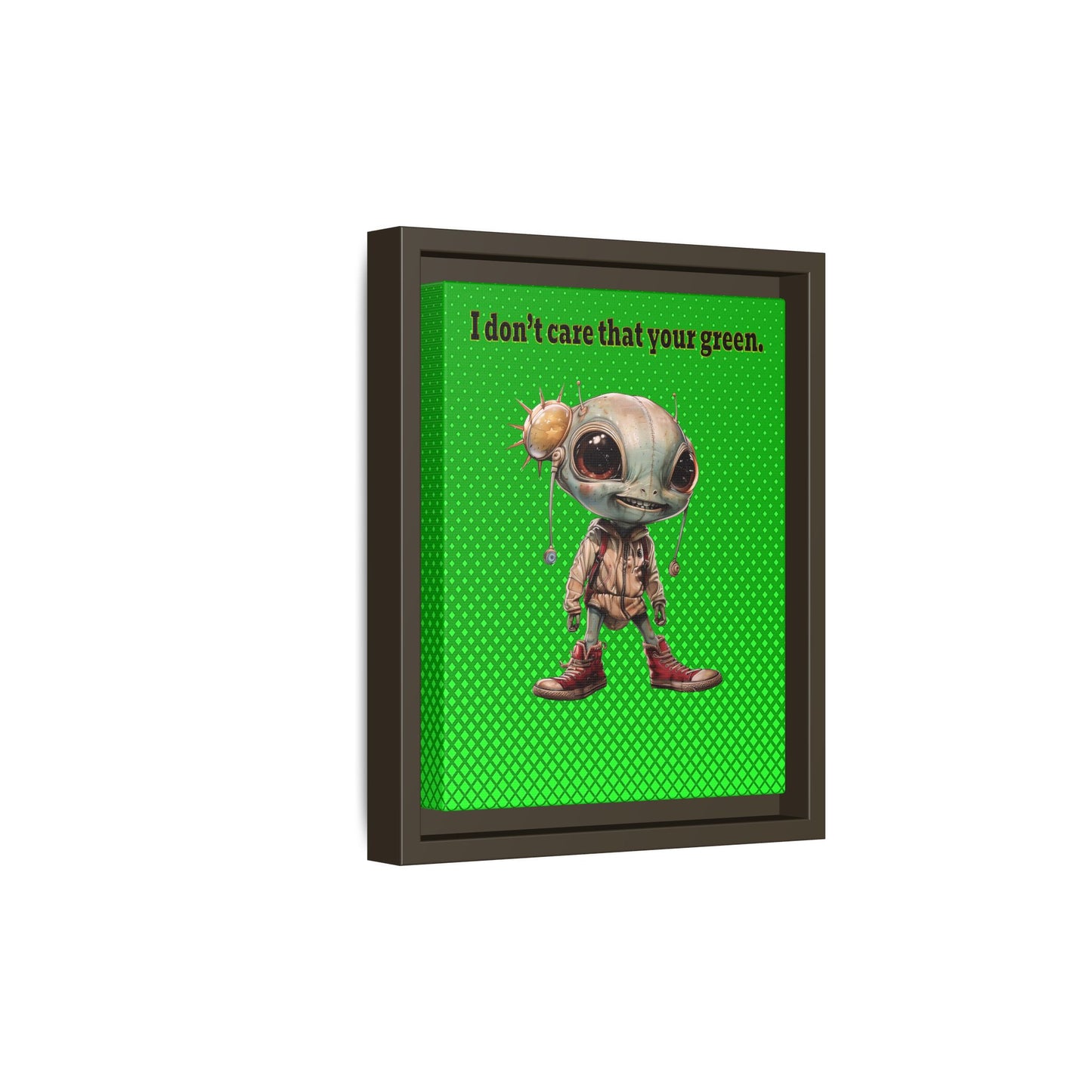I don't care that your green - framed canvas art (logo green)