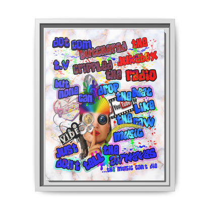 drop the beat - framed canvas art (white marble)