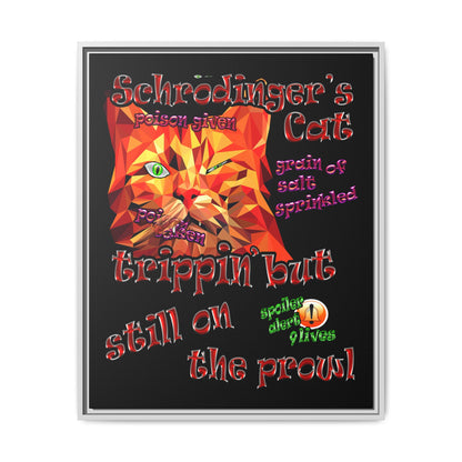 schrodinger's cat - framed canvas art (black)