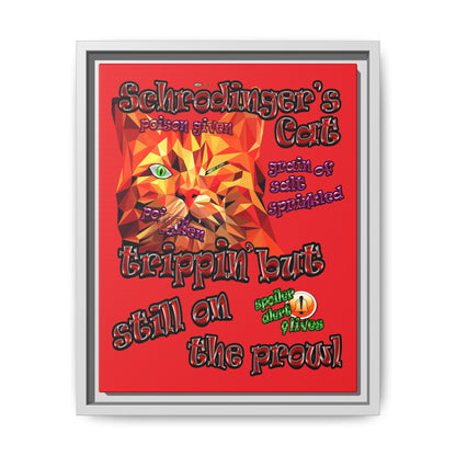 schrodinger's cat - framed canvas art (red)