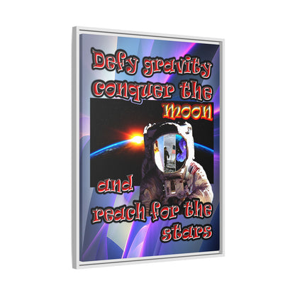 defy conquer reach - framed canvas art (grey-pink wave)