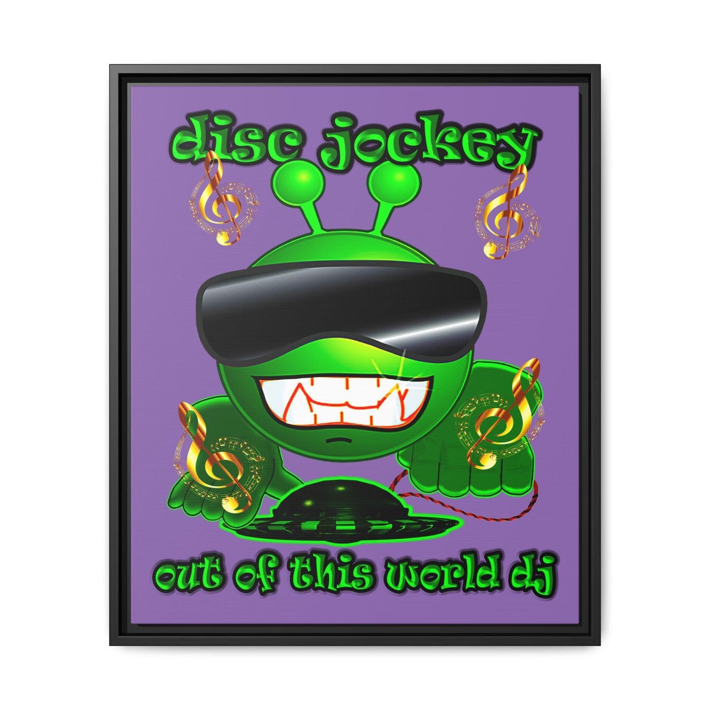 disc jockey - framed canvas art (light purple)
