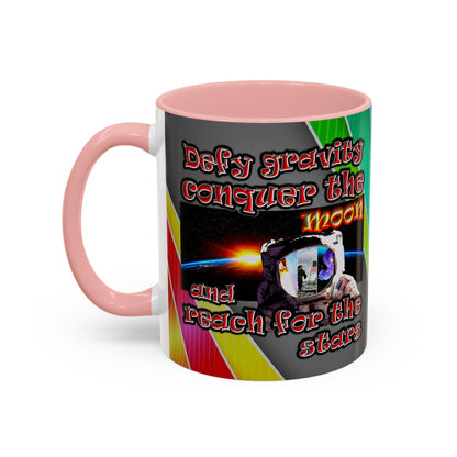 defy conquer reach - Accent Mug (rainbow split)