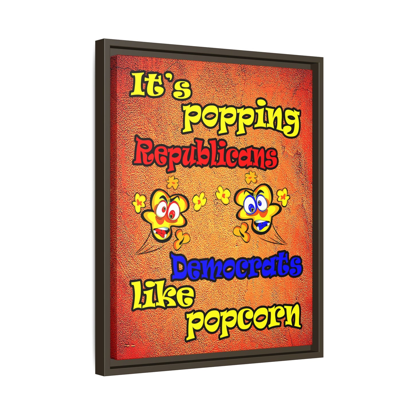 popping like popcorn - framed canvas art (burnt orange)
