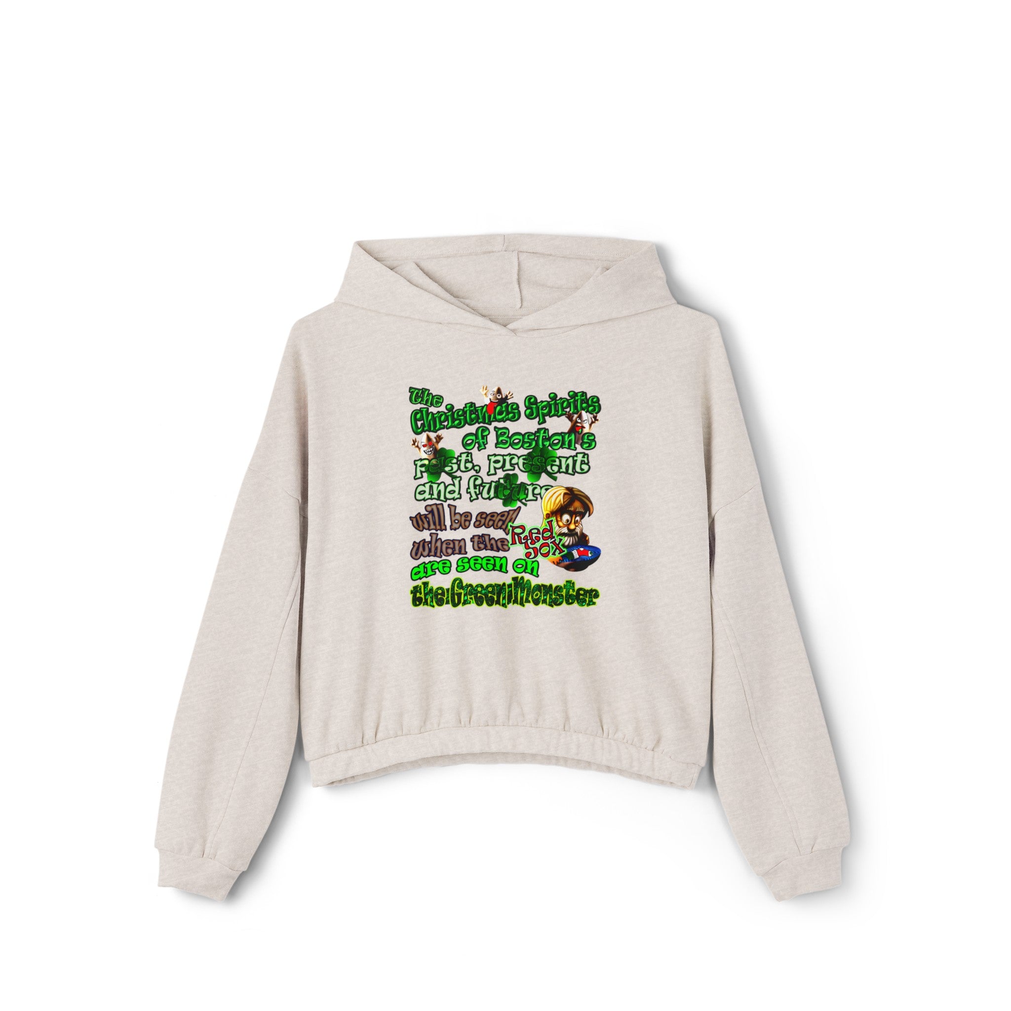 christmas spirits of boston - Women's Cinched Bottom Hoodie