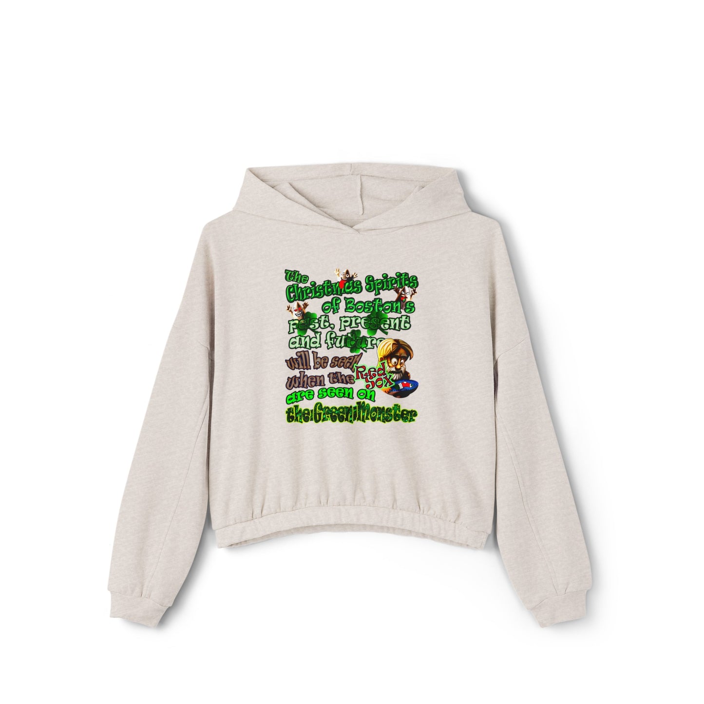 christmas spirits of boston - Women's Cinched Bottom Hoodie