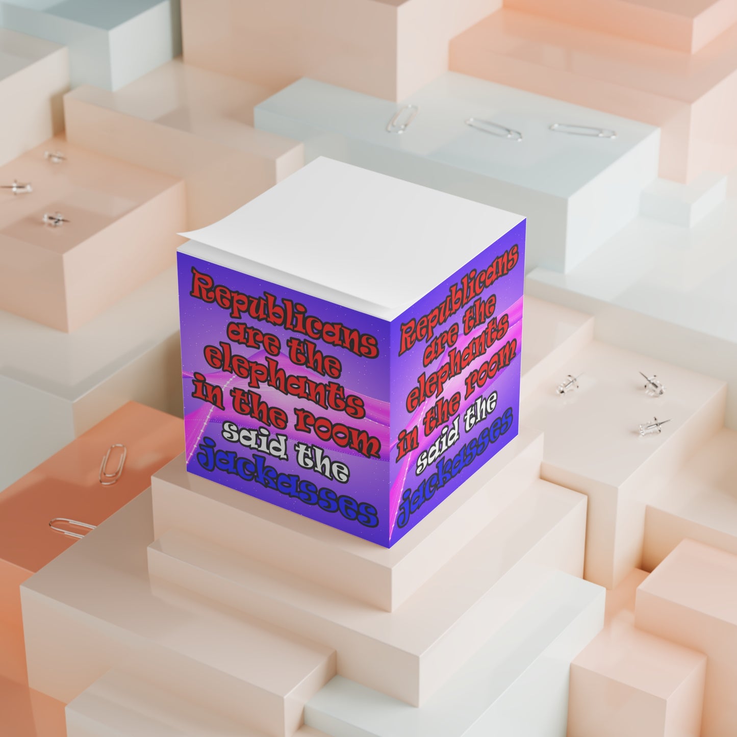 donkeys and elephants - note cube (purple-pink wave)