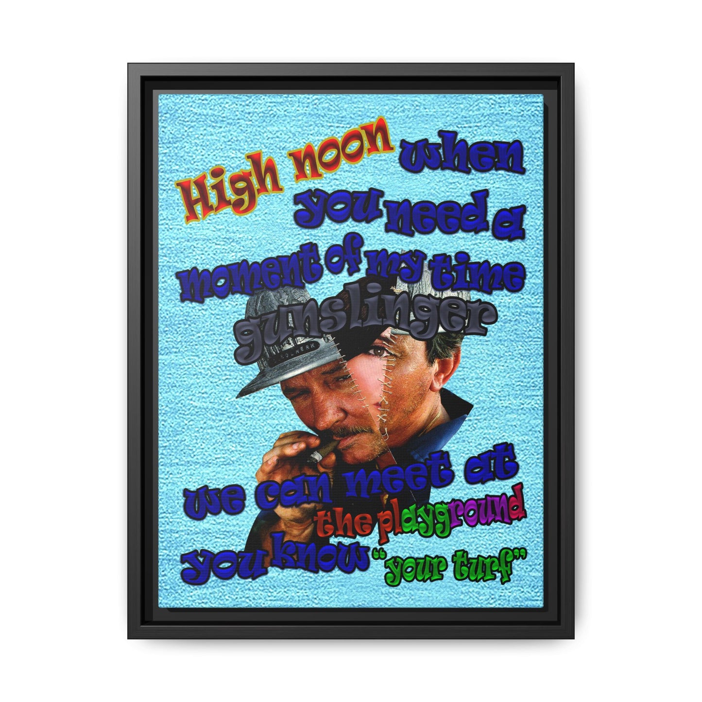 high noon - framed canvas art (faded blue)