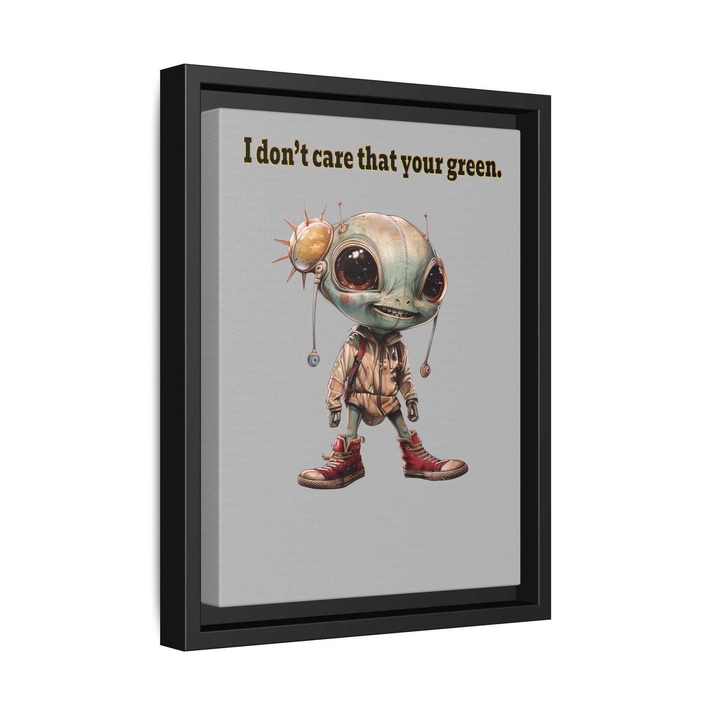 I don't care that your green - framed canvas art (light grey)