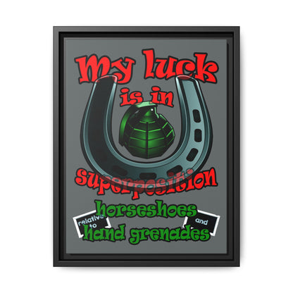 my luck - framed canvas art (dark grey)