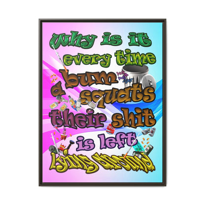 the bum's shit - framed canvas art (light blue-pink wave)