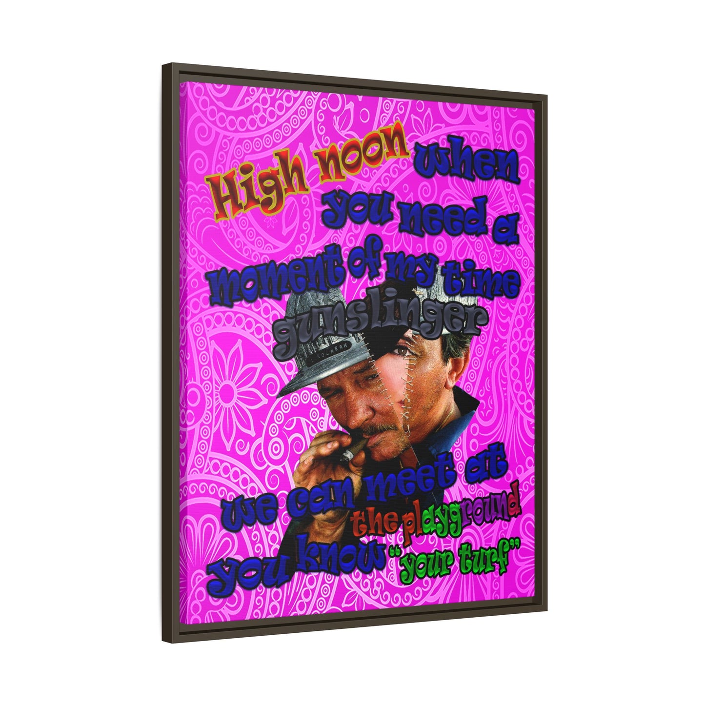 high noon - framed canvas art (pink swirl)