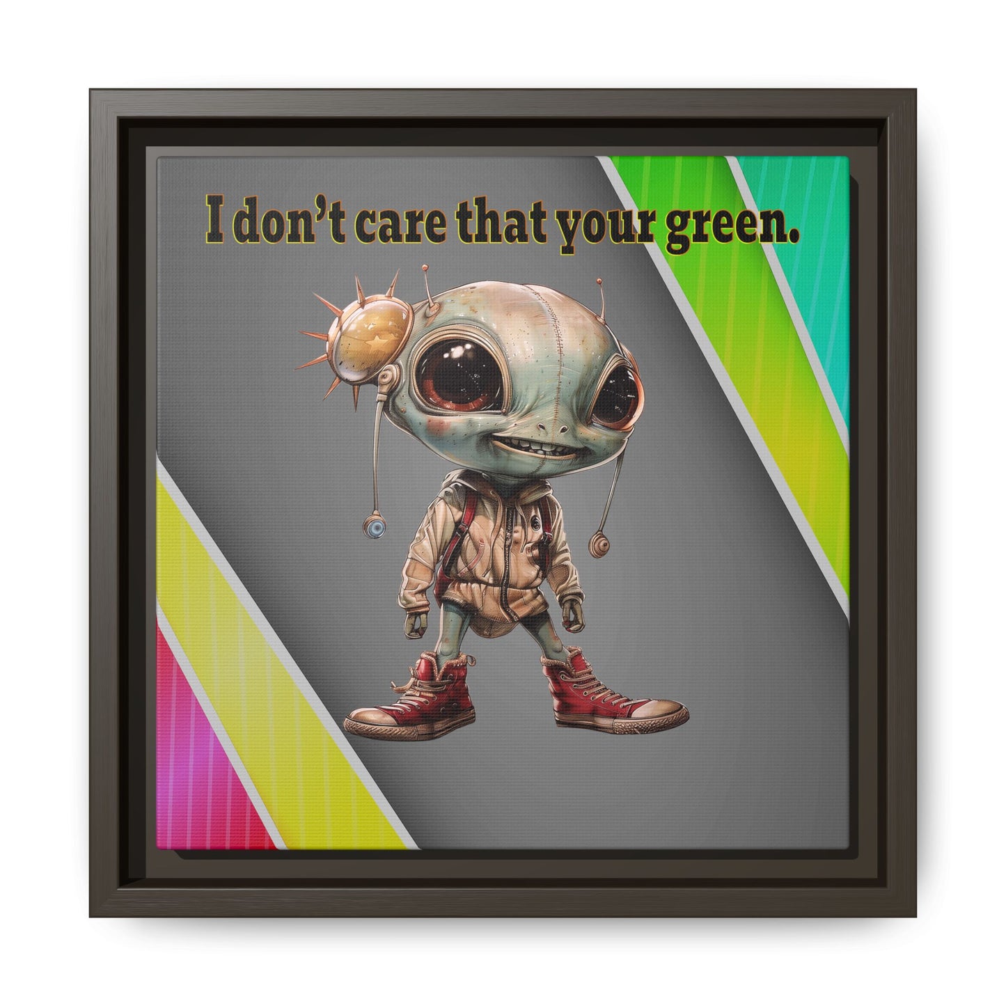I don't care that your green - framed canvas art (rainbow split)