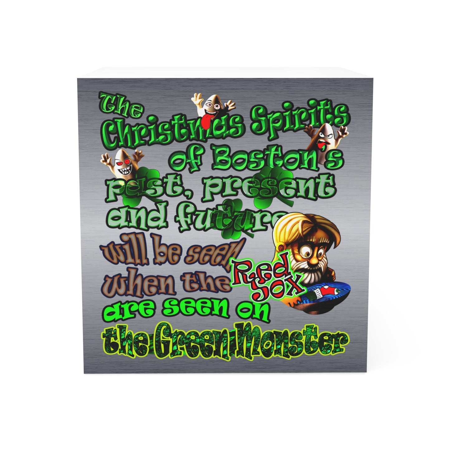 christmas spirits of boston - note cube (brushed nickel)