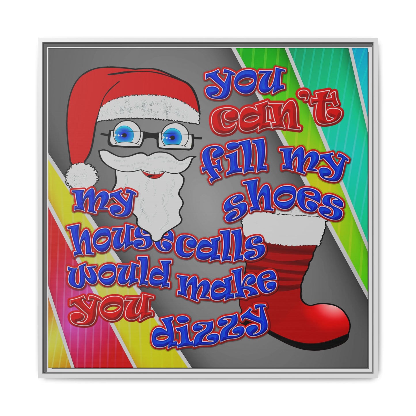 santa's shoes - framed canvas art (rainbow split)
