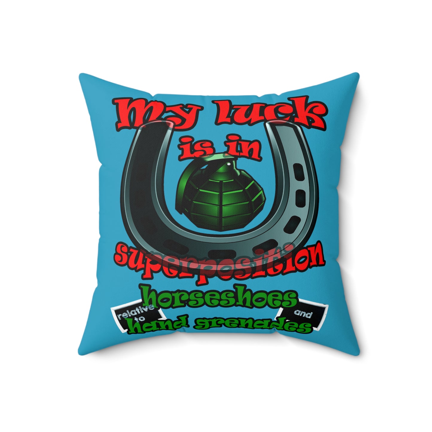 my luck - Spun Polyester Square Pillow - (turquoise)