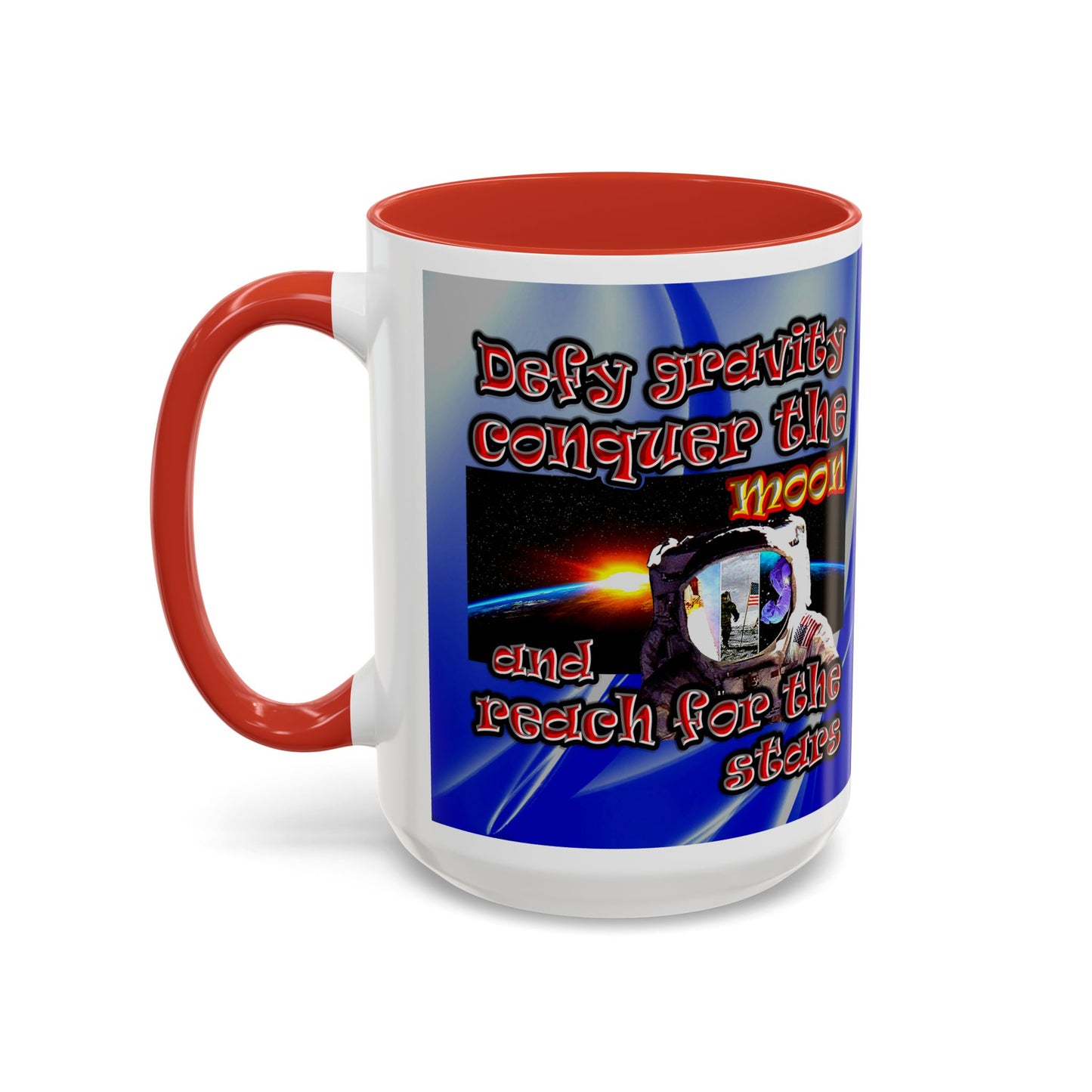 defy conquer reach - Accent Mug (blue-white wave)
