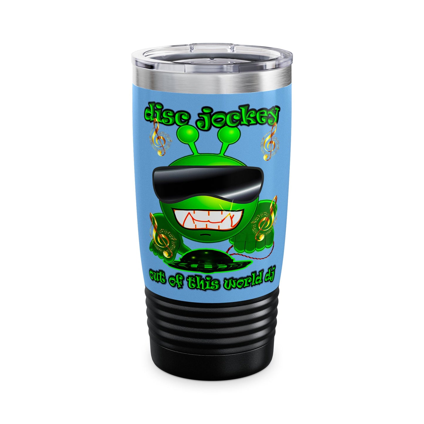 disc jockey - Ringneck Tumbler, 20oz (light blue)