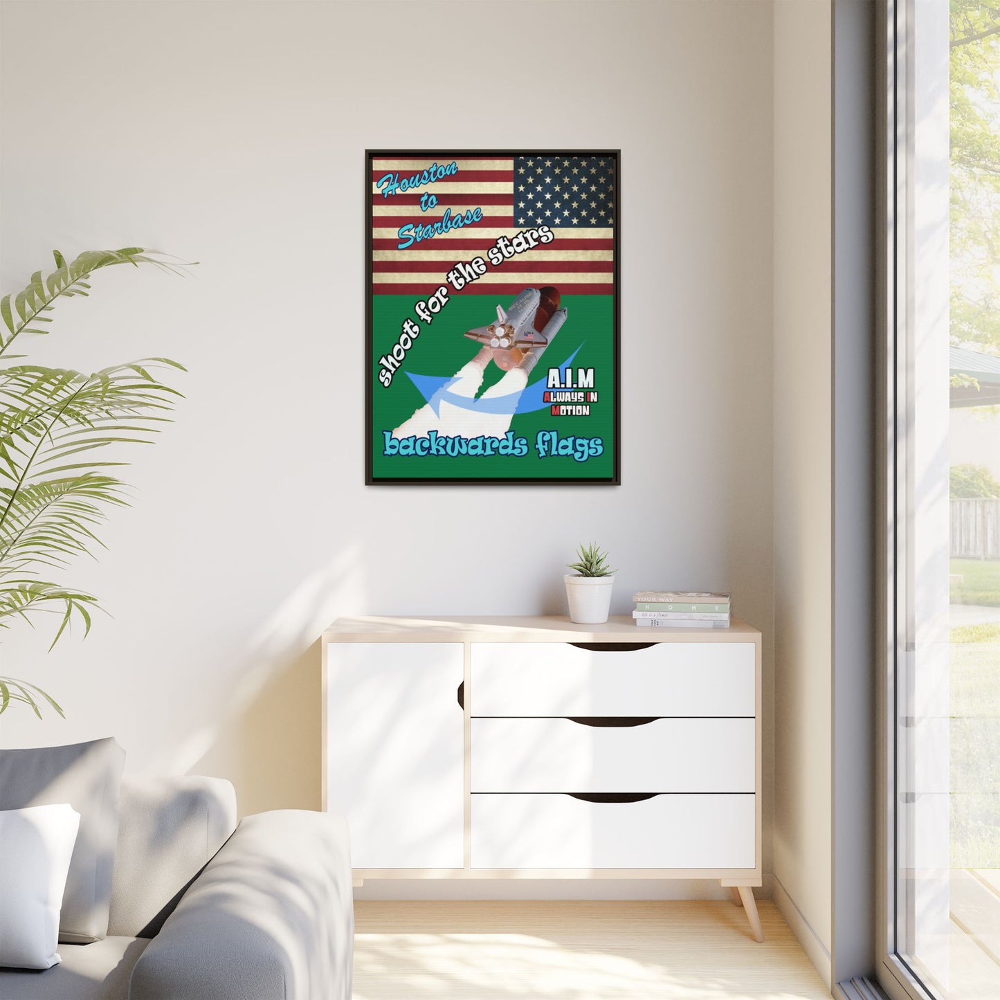 shoot for the stars - framed canvas art (dark green)