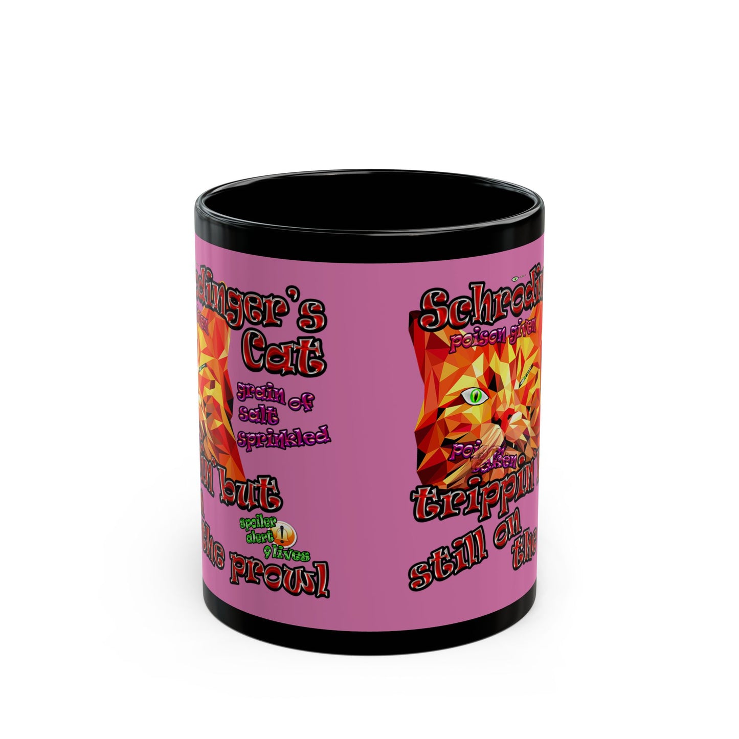 schrodinger's cat - Black Mug (light pink)