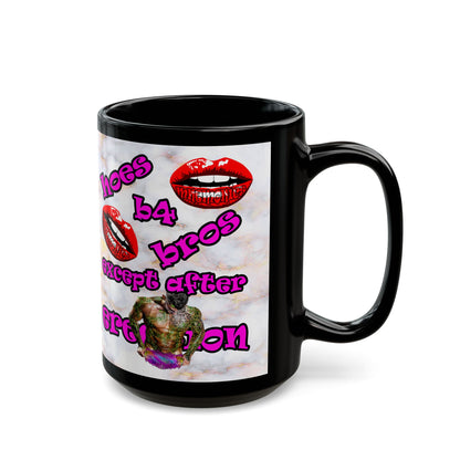 hoes b4 bros - Black Mug (white marble)