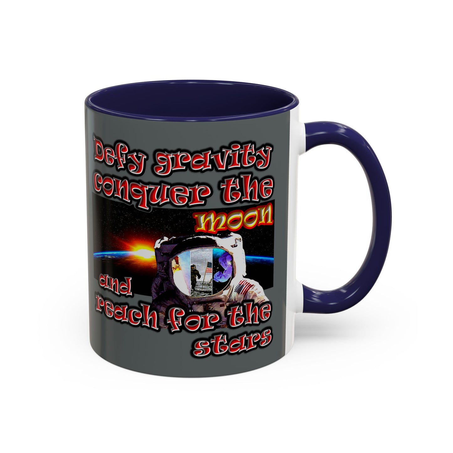 defy conquer reach - Accent Mug (dark grey)