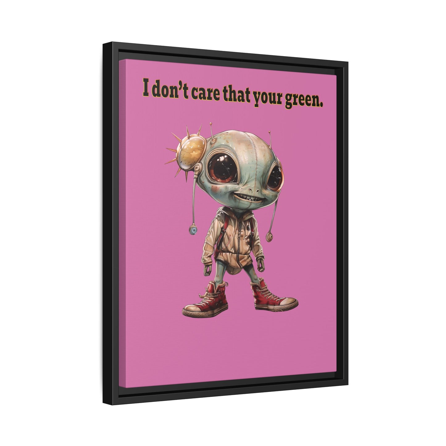 I don't care that your green - framed canvas art (light pink)