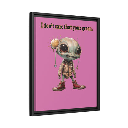 I don't care that your green - framed canvas art (light pink)