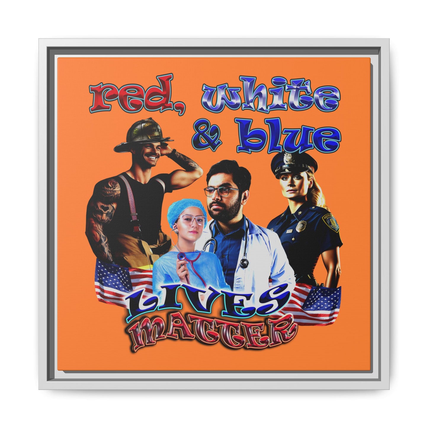 rw&b lives matter - framed canvas art (crusta)