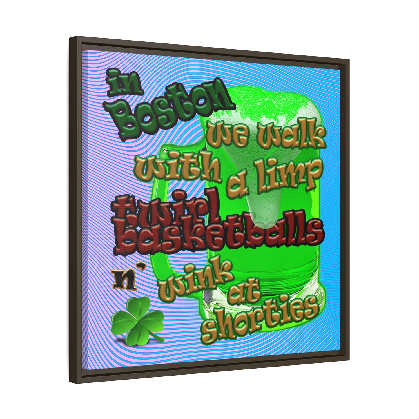 celtics logo - framed canvas art (light blue-purple wave)