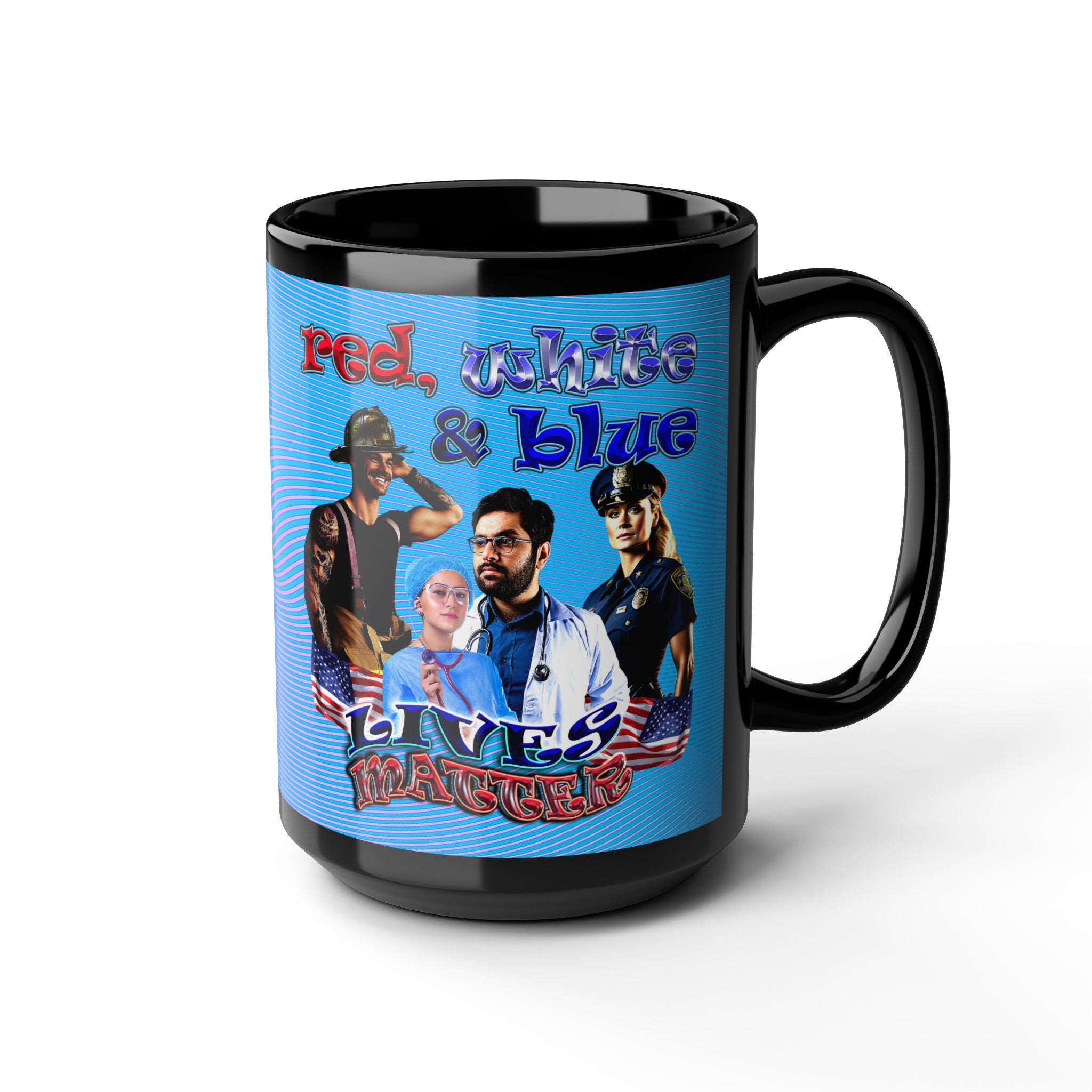 rw&b lives matter - Black Mug (light blue-purple wave)