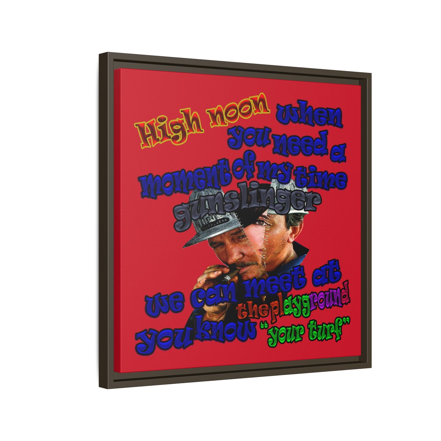 high noon - framed canvas art (dark red)