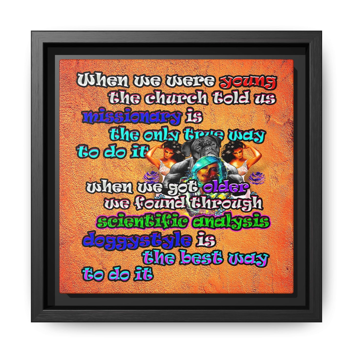doggystyle - framed canvas art (burnt orange)