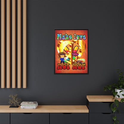 love peace - framed canvas art (burnt orange)