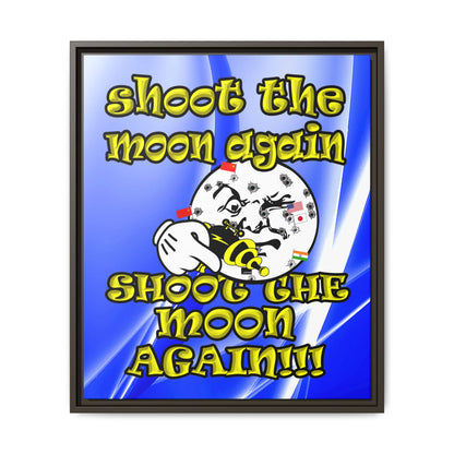 shoot the moon again - framed canvas art (blue-white wave)
