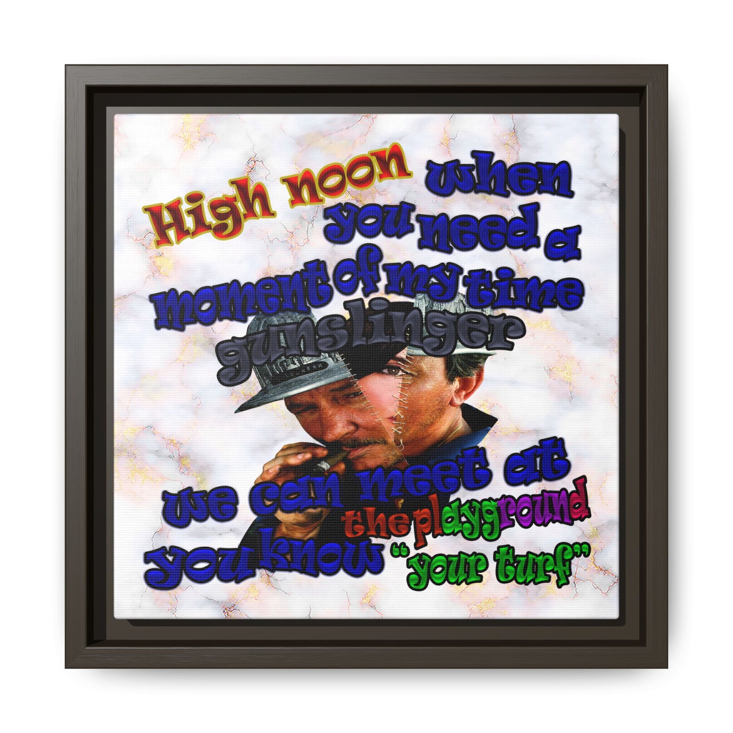 high noon - framed canvas art (white marble)