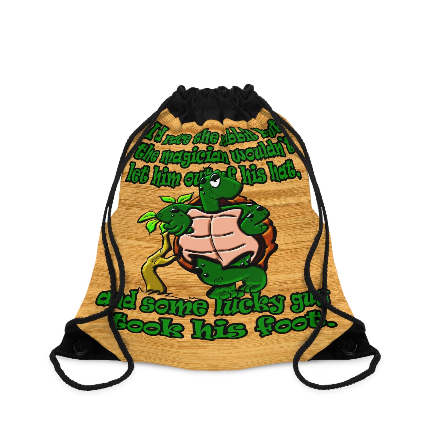 turtle race - Drawstring Bag (butterscotch wood finish)