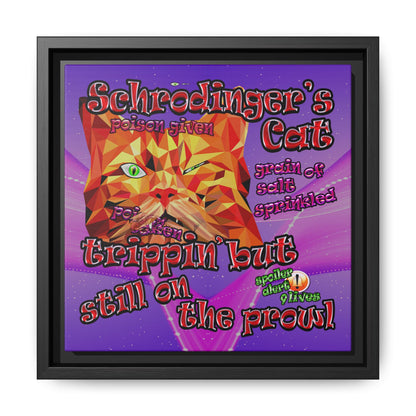 schrodinger's cat - framed canvas art (purple-pink wave)