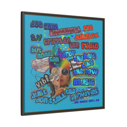 drop the beat - framed canvas art (turquoise)