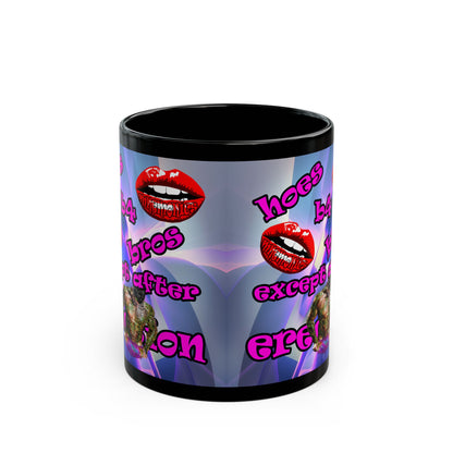 hoes b4 bros - Black Mug (grey-pink wave)