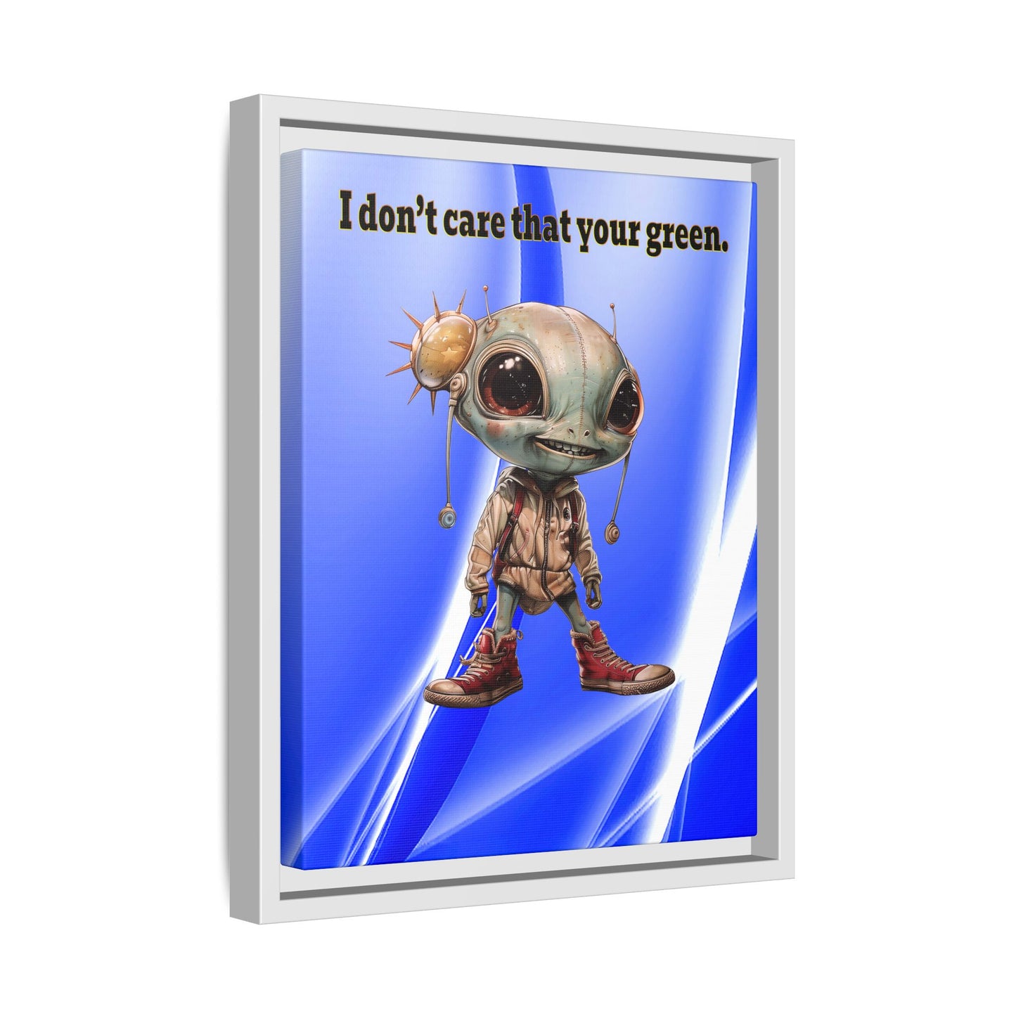 I don't care that your green - framed canvas art (blue-white wave)