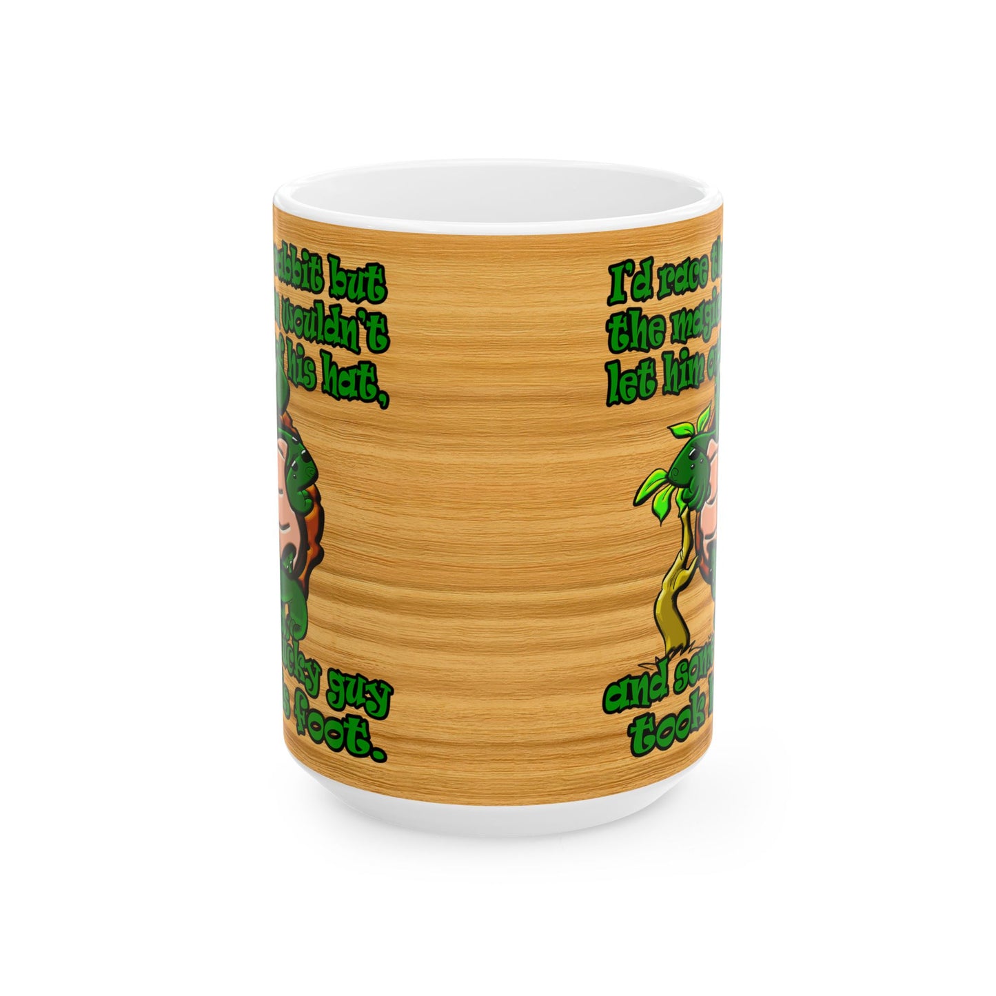turtle race - White Mug (butterscotch wood finish)