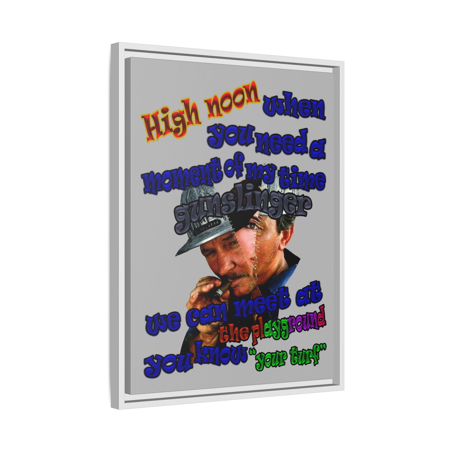 high noon - framed canvas art (light grey)