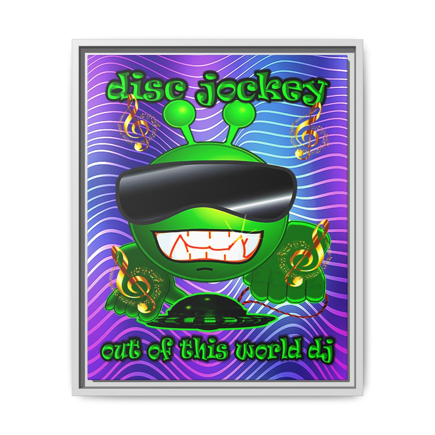disc jockey - framed canvas art (purple wave)