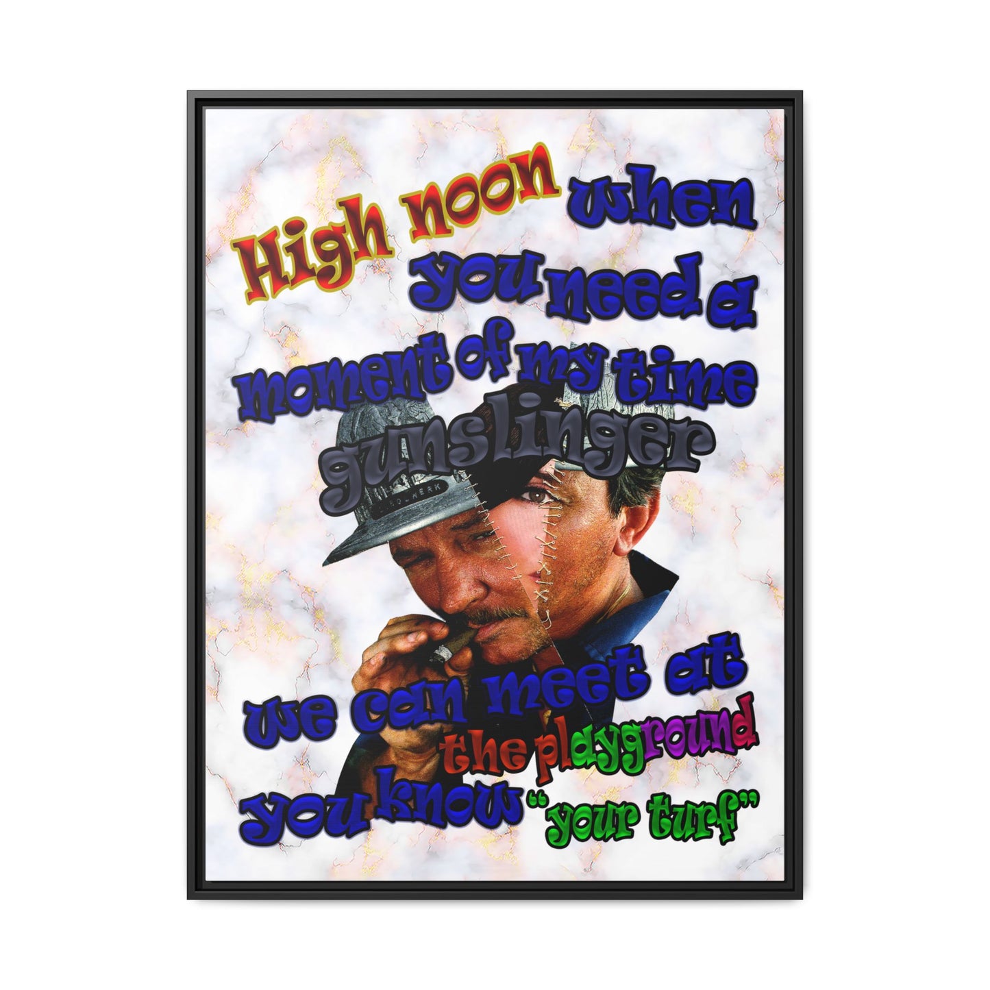 high noon - framed canvas art (white marble)