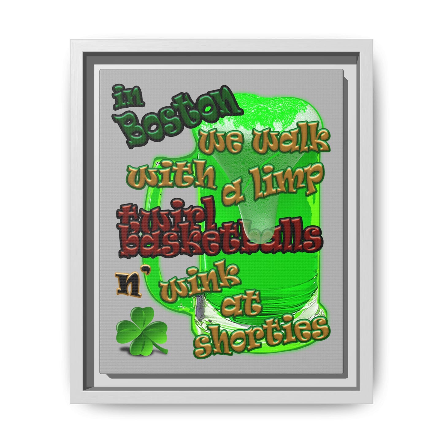 celtics logo - framed canvas art (light grey)