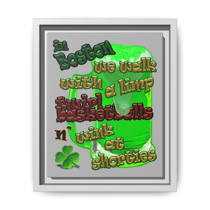 celtics logo - framed canvas art (light grey)