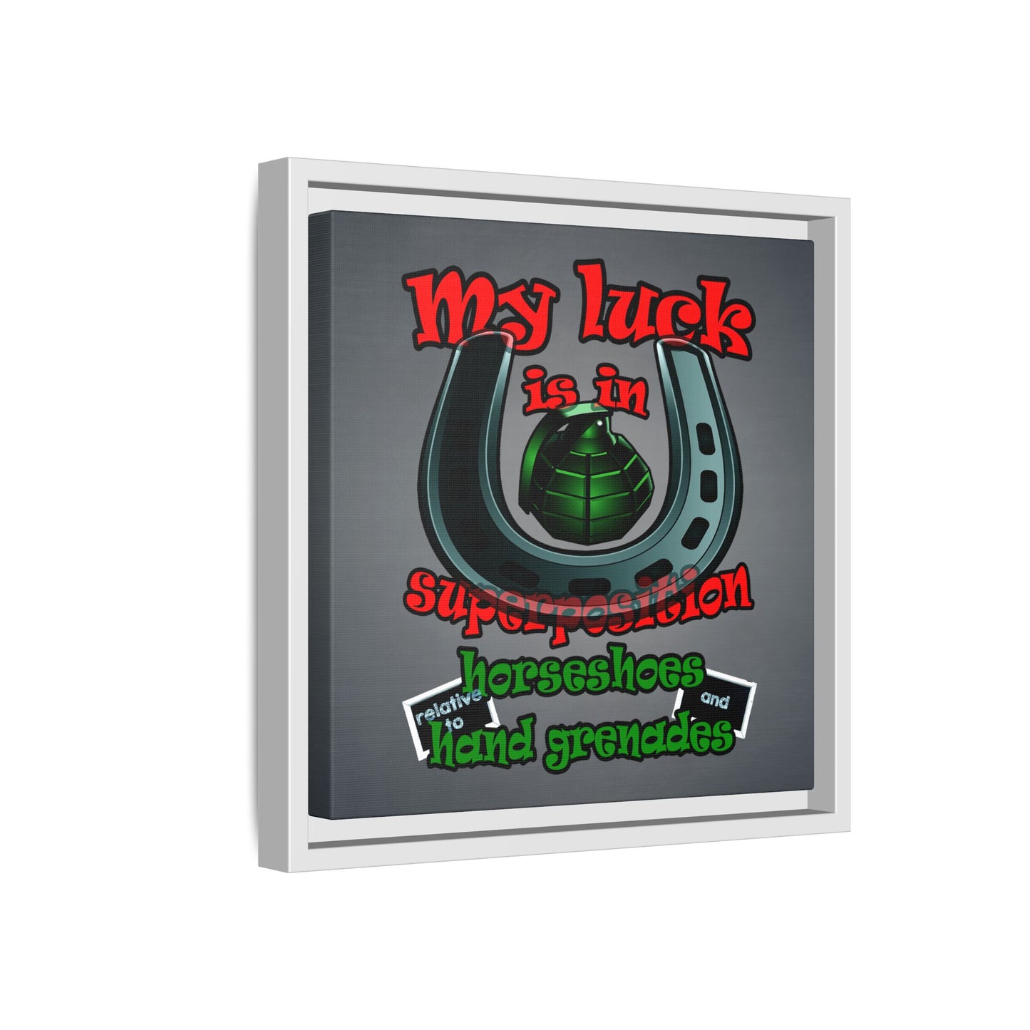 my luck - framed canvas art (grey-light grey)