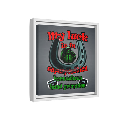 my luck - framed canvas art (grey-light grey)