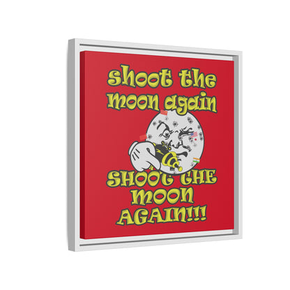 shoot the moon again - framed canvas art (dark red)